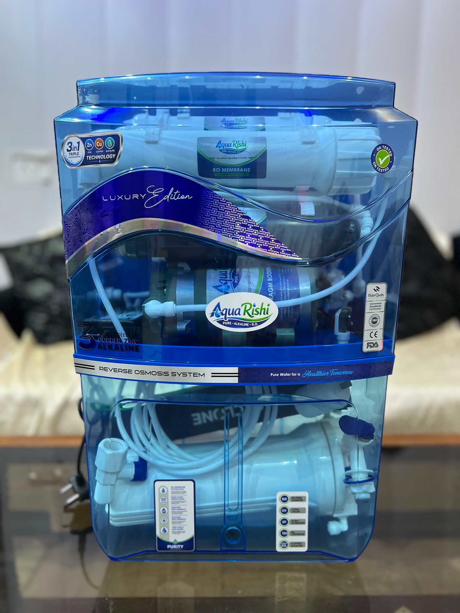Aqua Rishi Luxury Edition blue transparent purifier